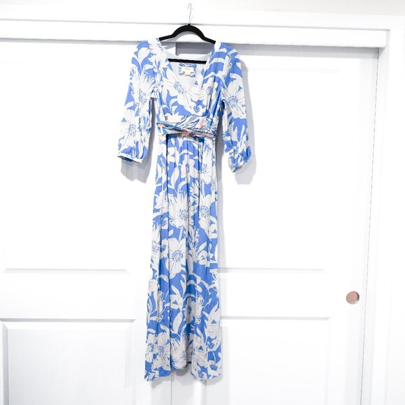 Anthropologie Maeve Belted Kimona Floral Maxi Dress Size 2 - Picture 3 of 10